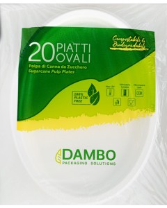 Piatto ovale in polpa di cellulosa bio 26x20 pz.20