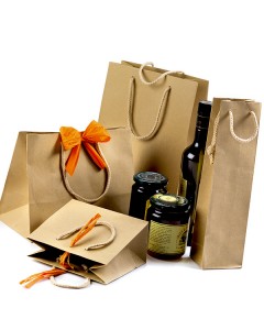 Shopper carta con manico in corda avano 27x37+12 pz.1