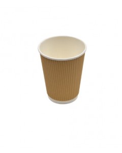 Bicchiere in carta ondulata avana 12 oz pz.40