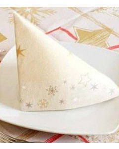 TOVAGLIOLO IN CARTA A SECCO STAR ARGENTO ORO 40X40cm. PZ.50