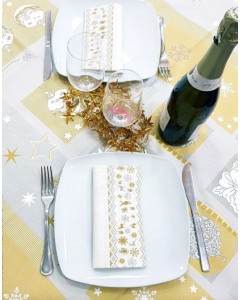 Tovagliolo 40x40 pz.50 carta a secco rudolph oro