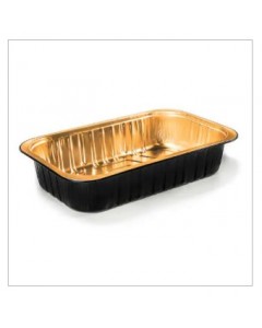 Contenitore in alluminio Smooth Wall 2 porzioni oro/nero pz.50 