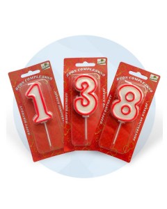 Numeri in cera rosso n.5 pz.12