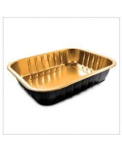 Contenitore in alluminio Smooth Wall 4 porzioni oro/nero pz.50 