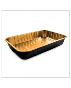 Contenitore in alluminio Smooth Wall 6 porzioni oro/nero pz.50 
