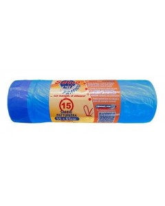 Sacchi pattumiera a rotolo blu con maniglia di chiusura cm.55x65 pz.15  