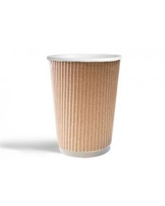Bicchiere in carta 350ml ondulato avana pz.25 double wall