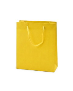 Shopper gialla con manico in corda 35x32+25 conf. 10 pz