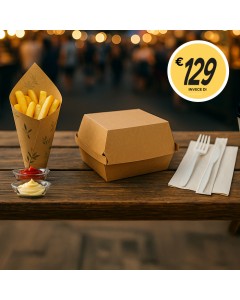 Tris speciale per lo street food Cono antigrasso + Porta panino + Posate