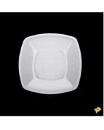 Piatto piano quadrato riutilizzabile bianco pz.15