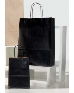 Shopper in carta nera 14+8.5x21.5 manico ritorto