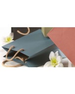 Shopper azzurro pastello con manico in corda 27x37+12 pz.1