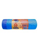 Sacchi pattumiera a rotolo blu con maniglia di chiusura cm.55x65 pz.15  