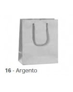 Shopper argento con manico in corda 24x35+25 pz.1