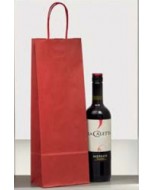 Shopper porta bottiglia in carta rossa 14+9x40cm