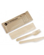 Bis posate in legno con tovagliolo pz.500 Servipack