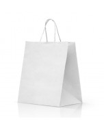 Shopper take away in carta bianca manico ritorto 36+22x33cm