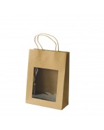 Shoppers kraft avana manico in corda con finestra 22+10x30 pz.10