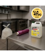 Tris speciale per HORECA Buste pattumiere + Pellicola trasparente + Sgrassatore