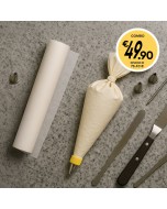 Tris speciale per pasticcerie Carta forno + Sac à poche + Disinfettante